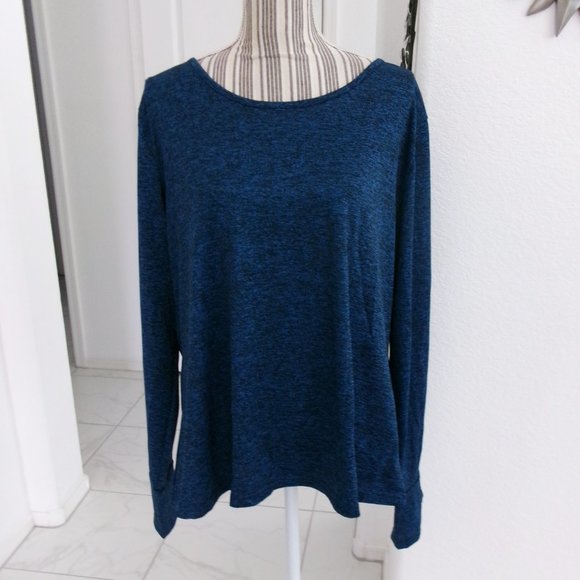 New COOLRUN Long Sleeve w/ Thumbholes Top Royal Blue Black Heathered XXL - Picture 2 of 10